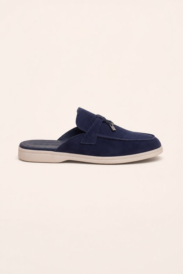 Maretti Buckle Mule Navy Blue