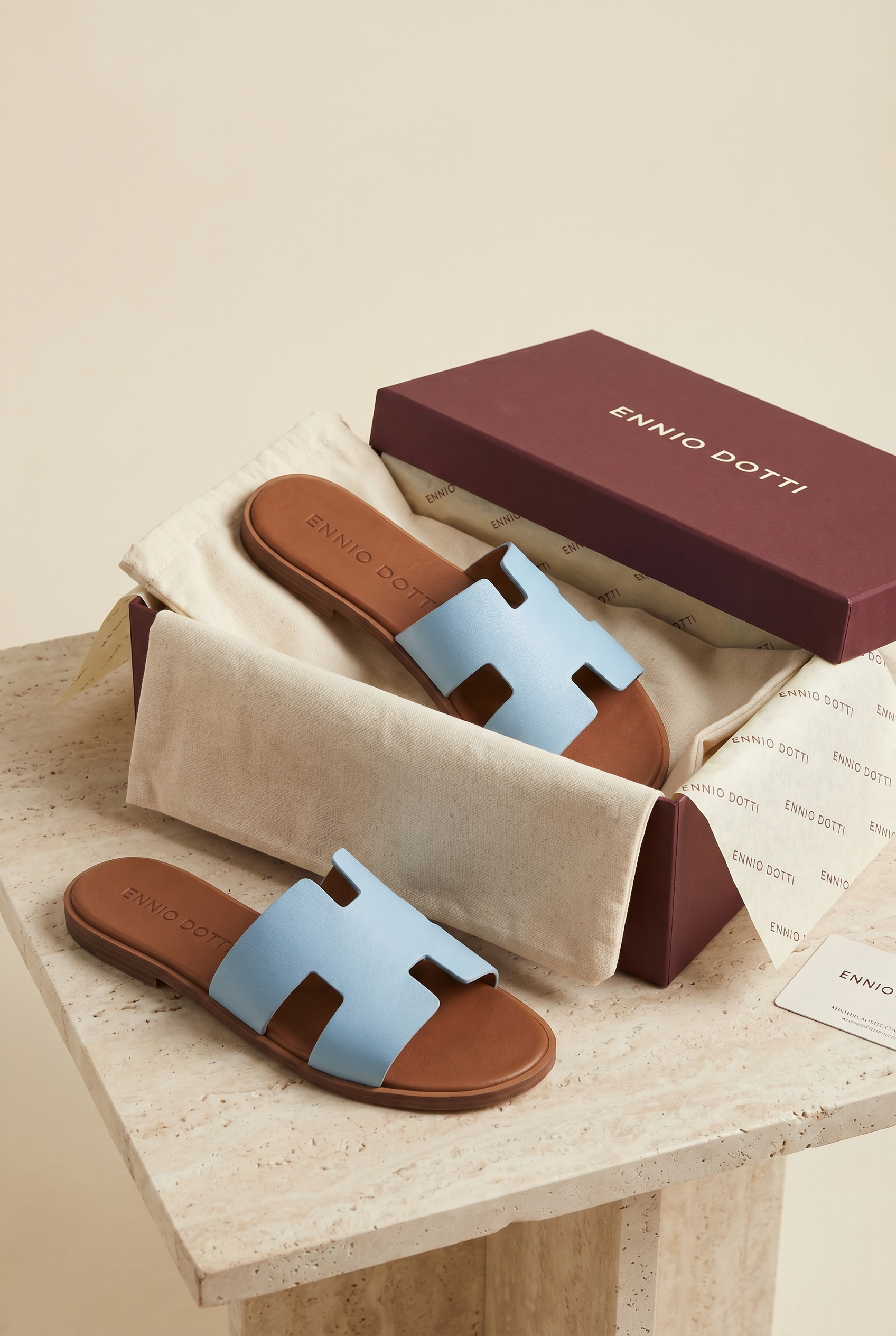 Arezzo Leather Sandal Sky Blue