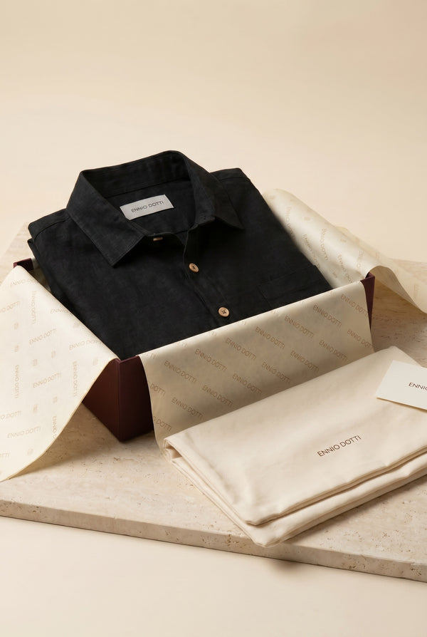 Monza Linen Polo Shirt Black