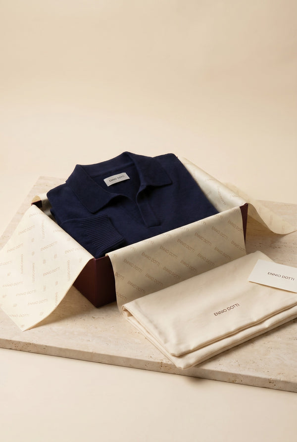 Marencio Cashmere Polo Knit Navy