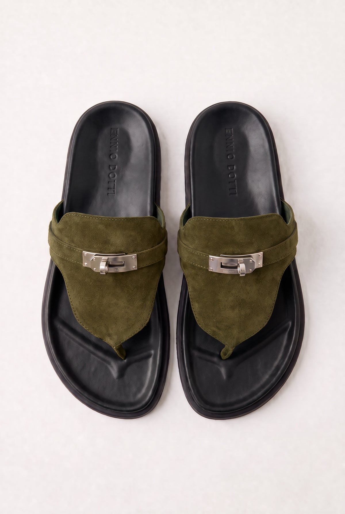 Cellini Suede Sandal Olive Top