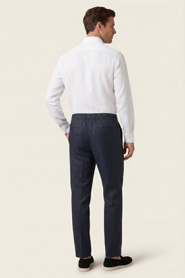 Monteria Stretch Linen Trouser Navy