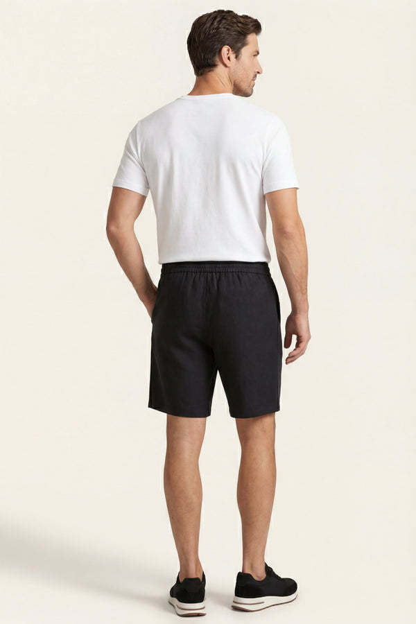 Lecce Linen Drawstring Shorts Black