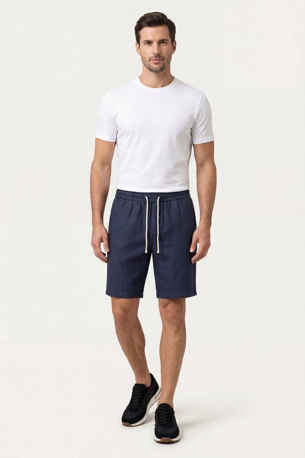 Lecce Linen Drawstring Shorts Navy