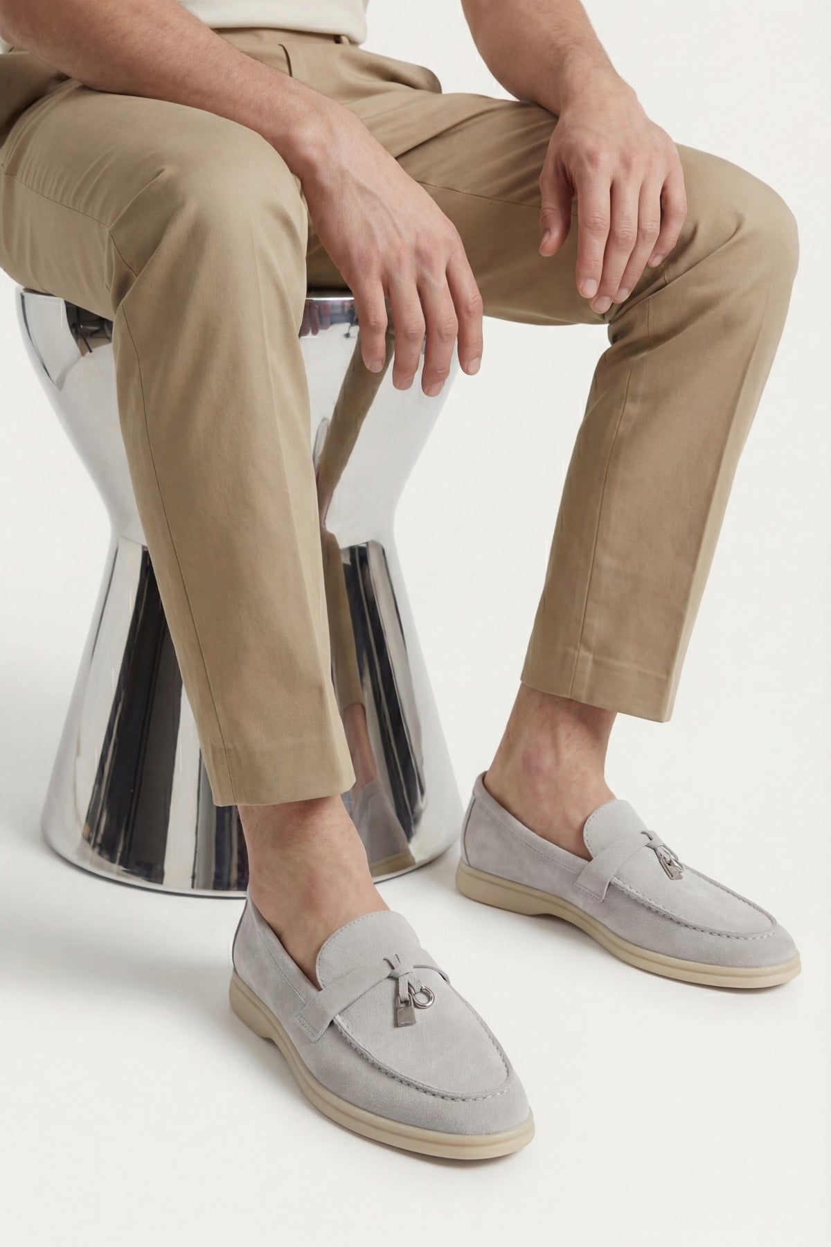 Ennio Buckle Loafer Ice Grey