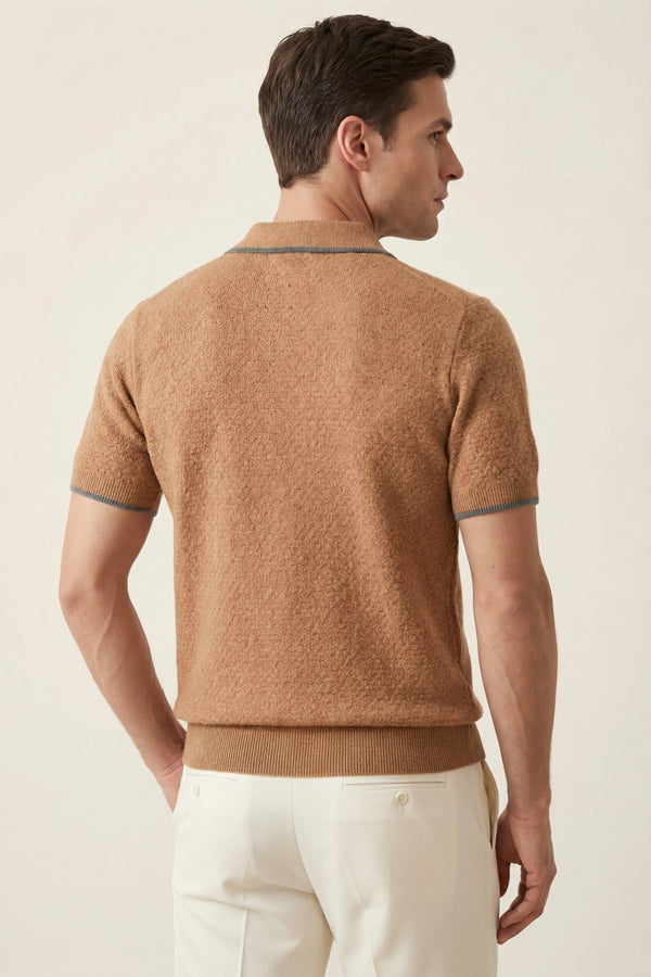 Prato Cashmere Knit Polo Khaki