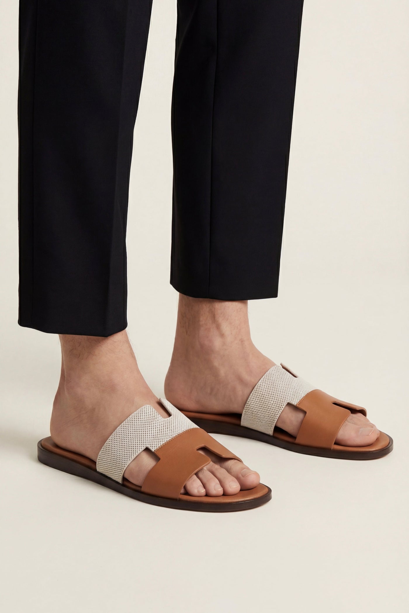 The Pag Set — Arezzo Leather Sandal Beige & Tan