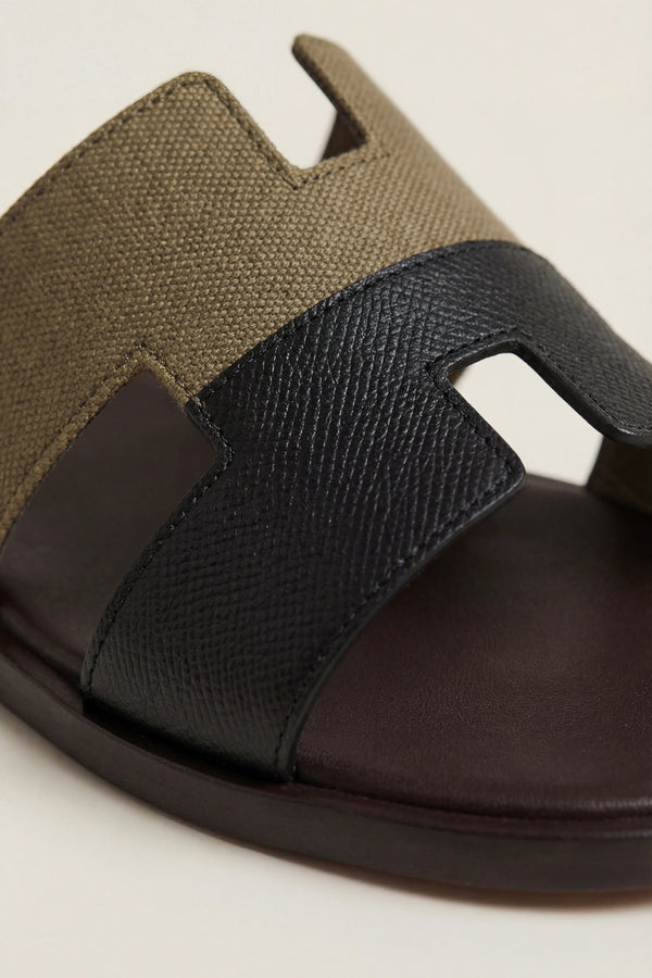 Arezzo Leather Sandal Olive & Black