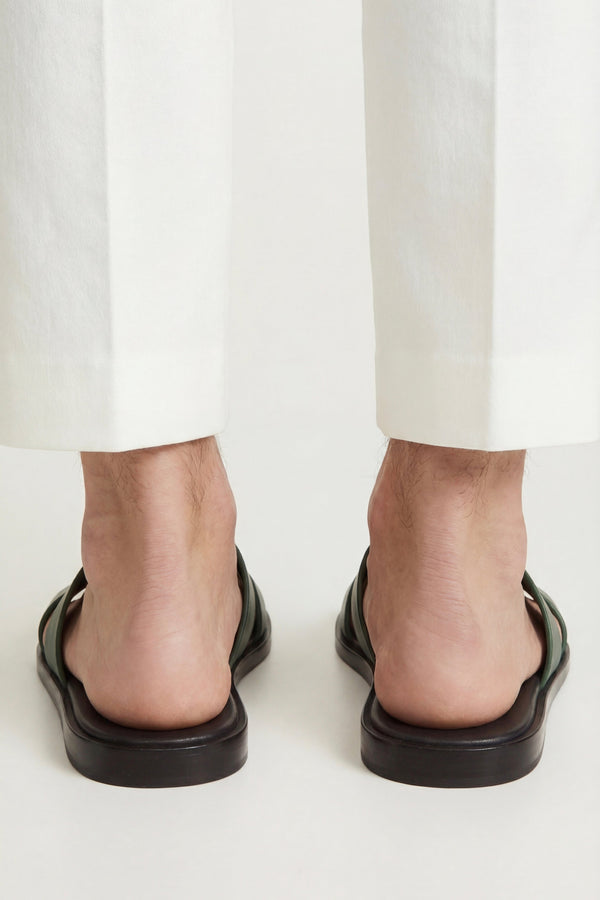 Arezzo Leather Sandal Dark Green
