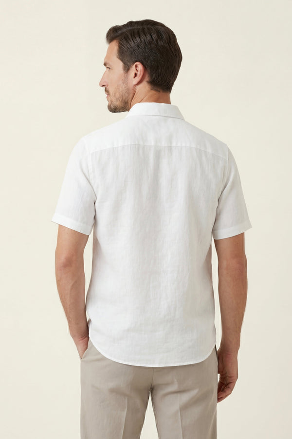 Monza Linen Polo Shirt White