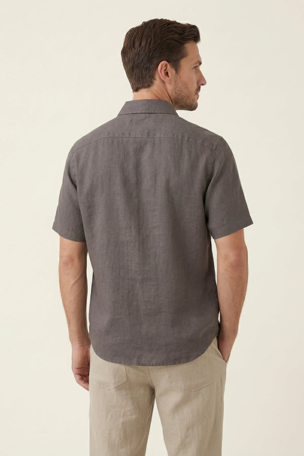 Monza Linen Polo Shirt Grey