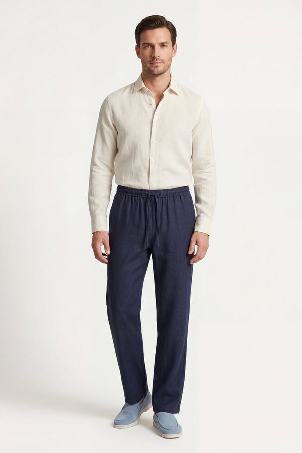 Catania Linen Pantalon Blue