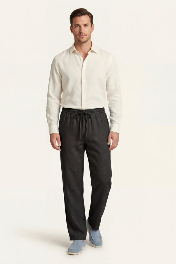 Catania Linen Pantalon Black