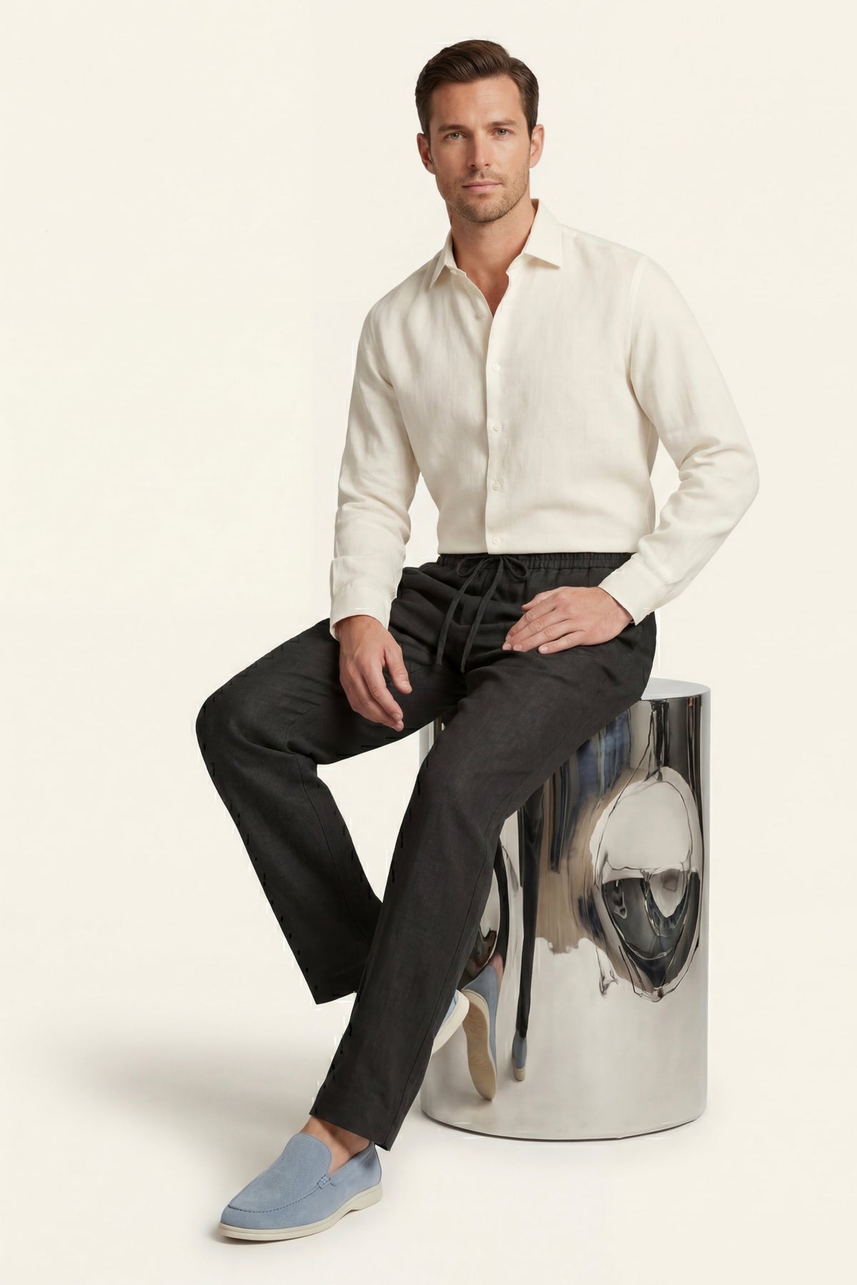 Catania Linen Pantalon Black