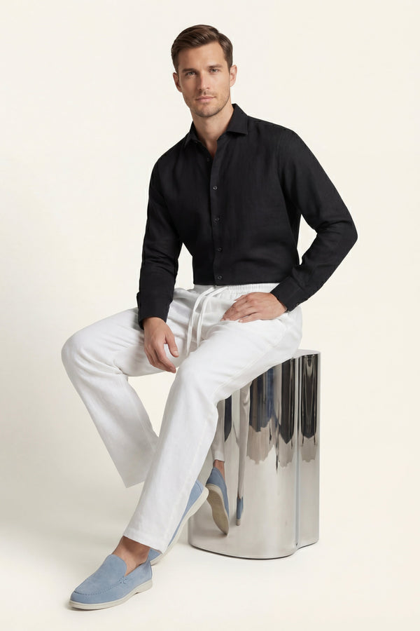 Catania Linen Pantalon White