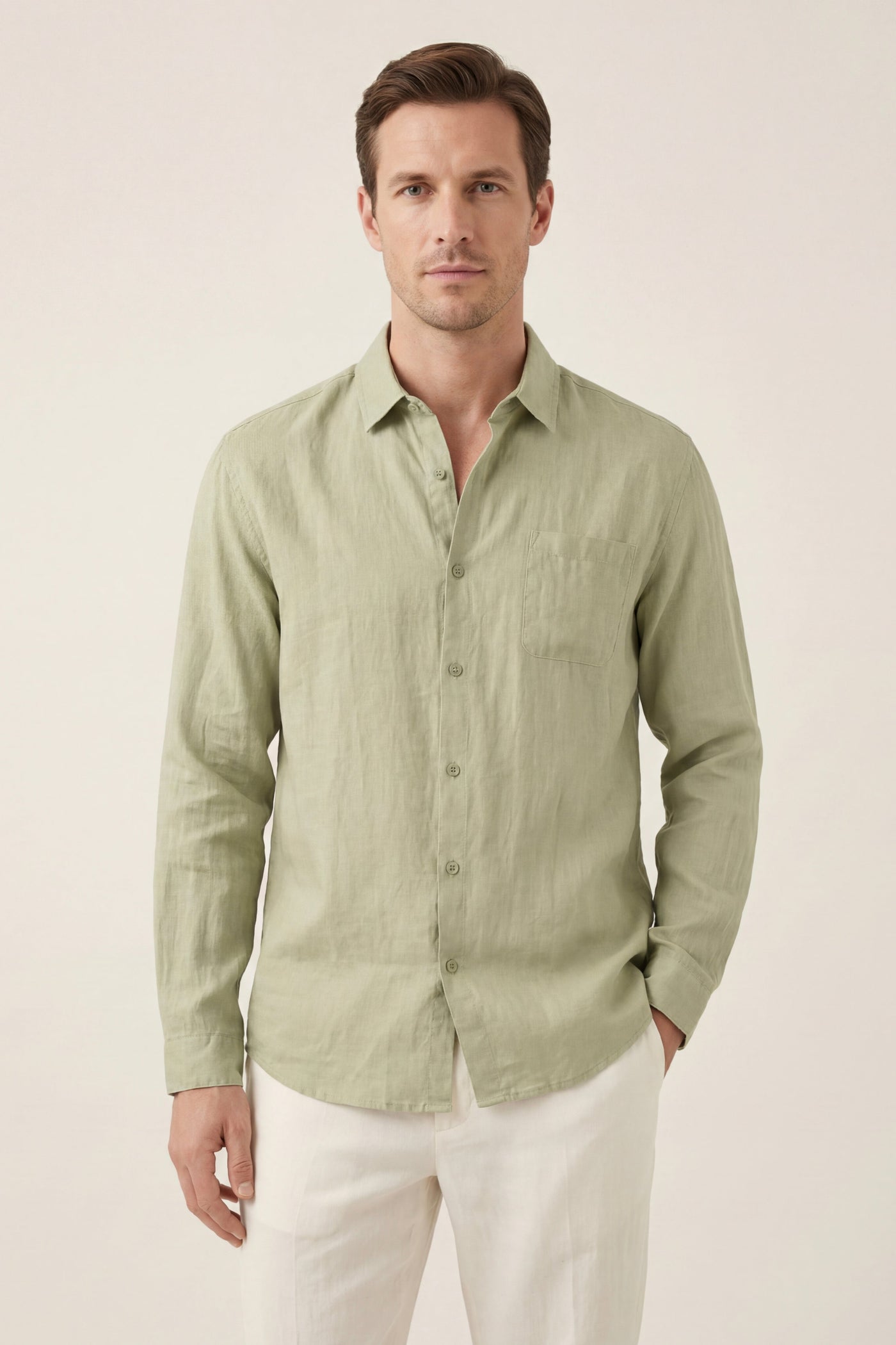 The Ustica Set — Torino Linen Shirt Mint Green