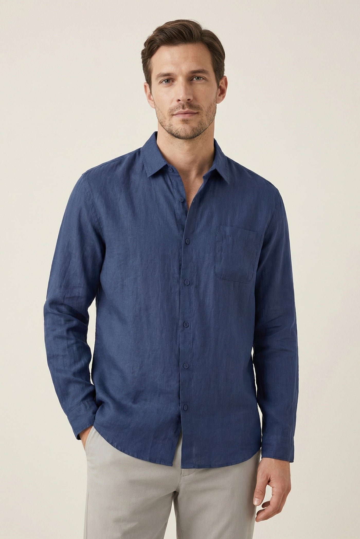 The Triora Set — Torino Linen Shirt Blue