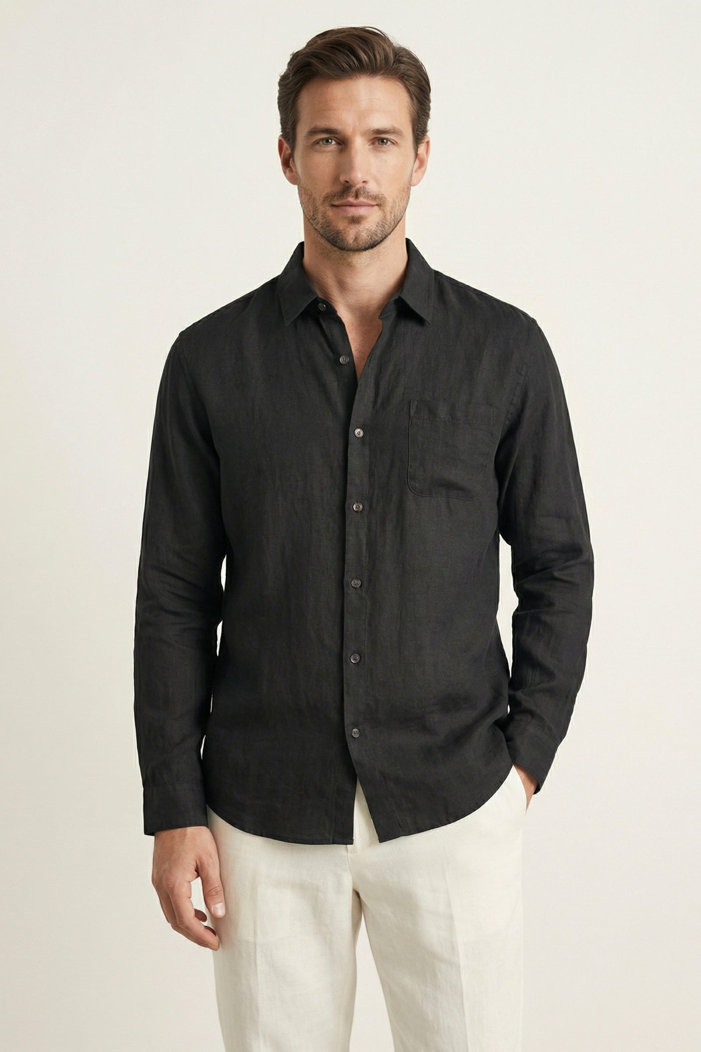 The Gerace Set — Torino Linen Shirt Black