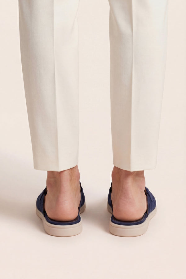 Maretti Buckle Mule Navy Blue