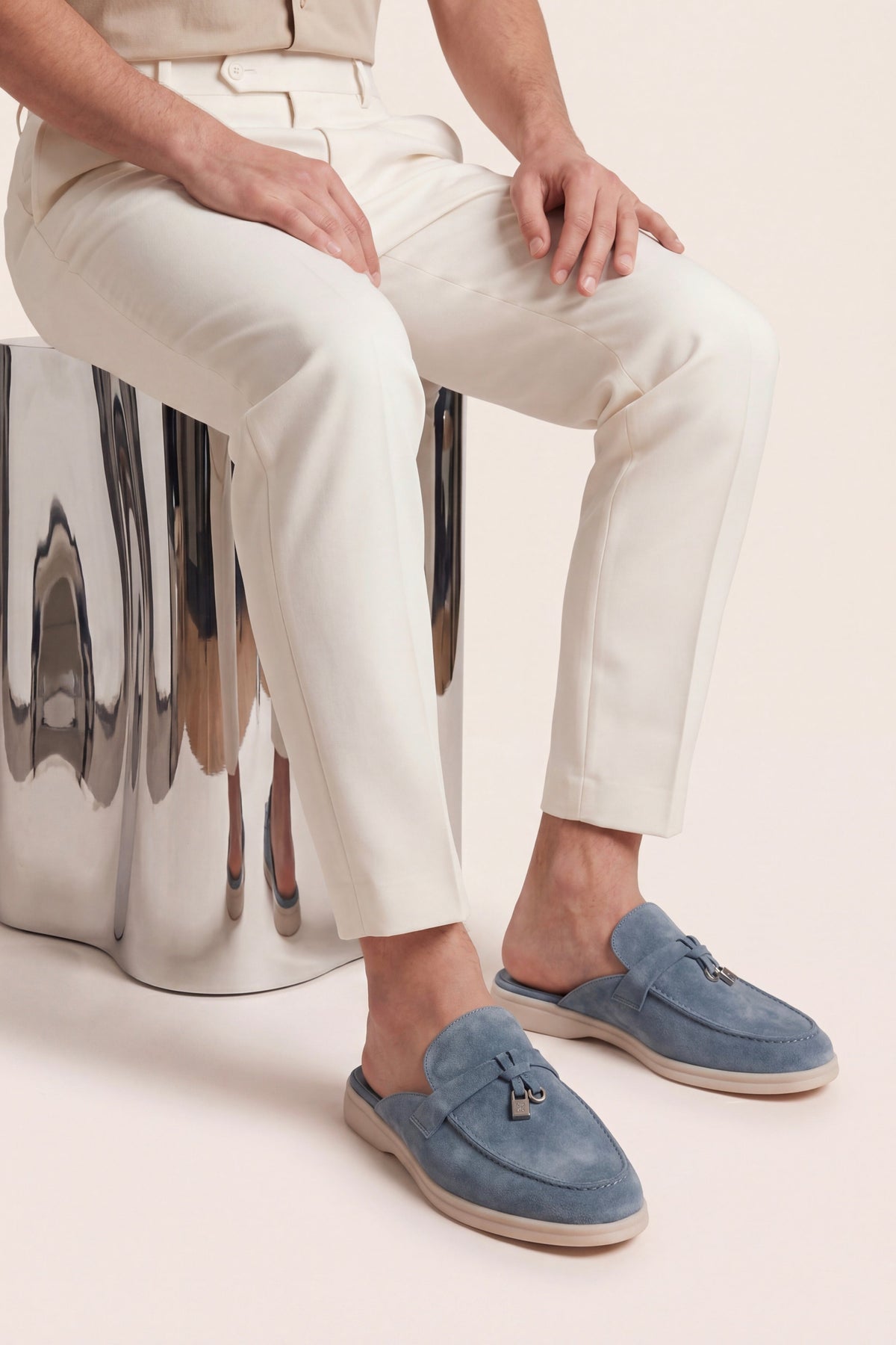 Maretti Buckle Mule Blue