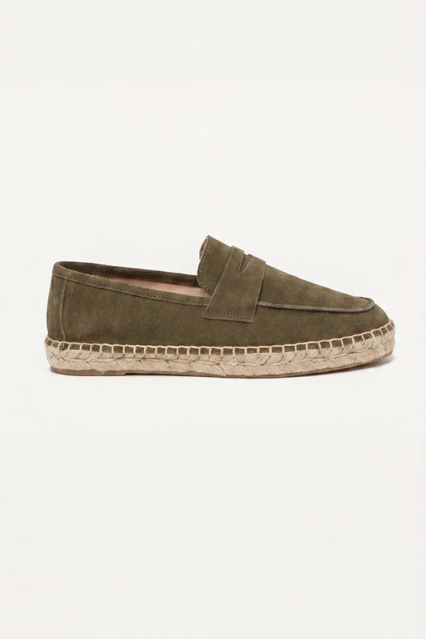 Palermo Suede Espadrille Loafer Olive Green