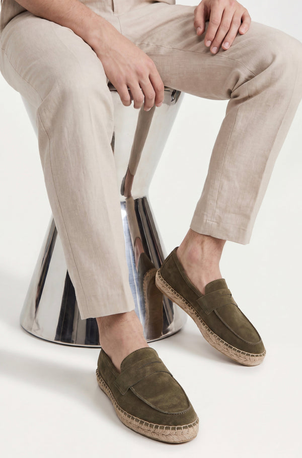 Palermo Suede Espadrille Loafer Olive Green
