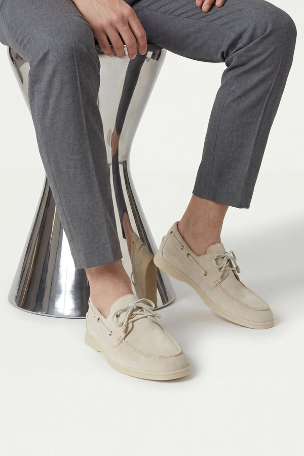 Marina Yacht Walk Suede Loafer Cream