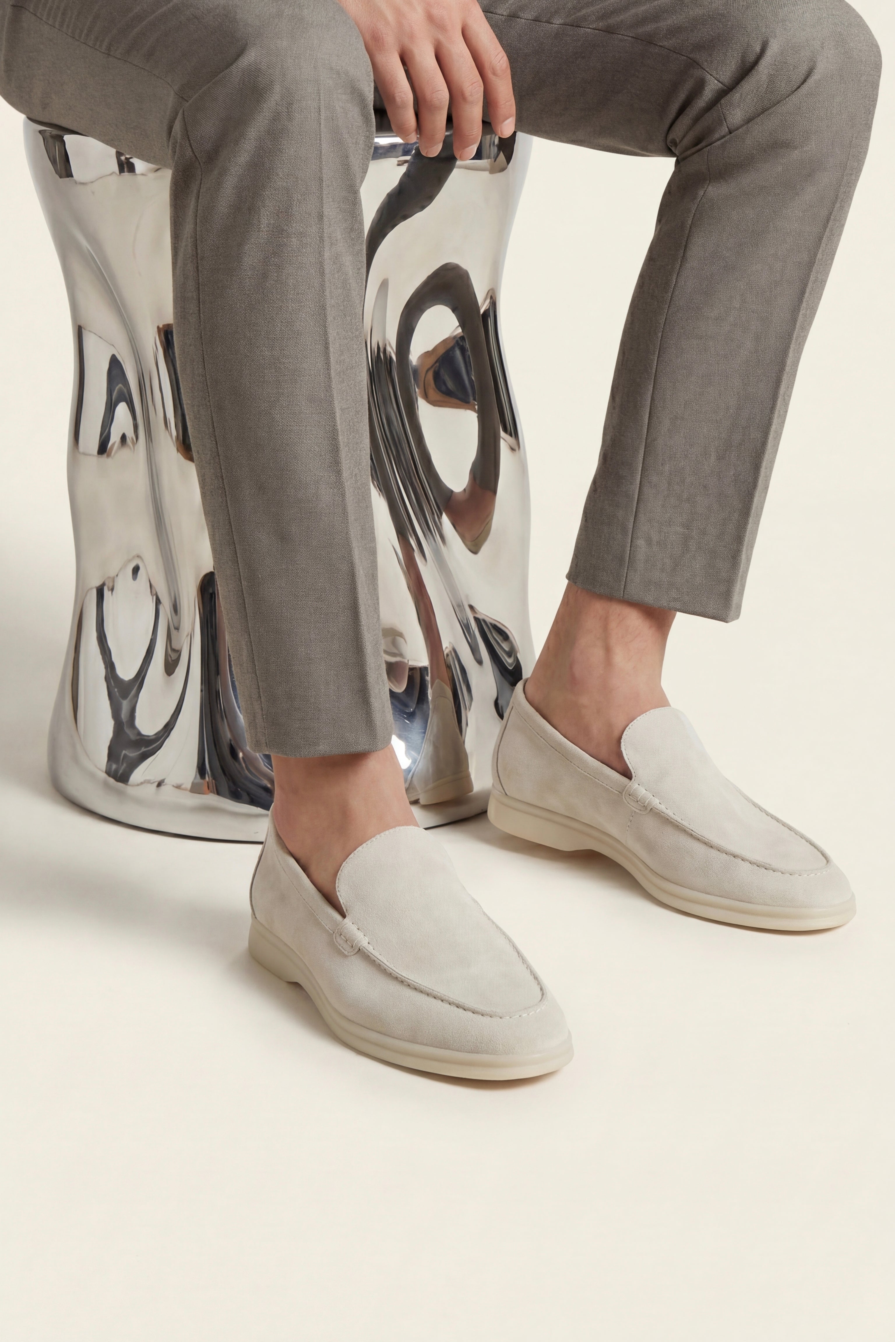 Leonis Suede Loafers Off White