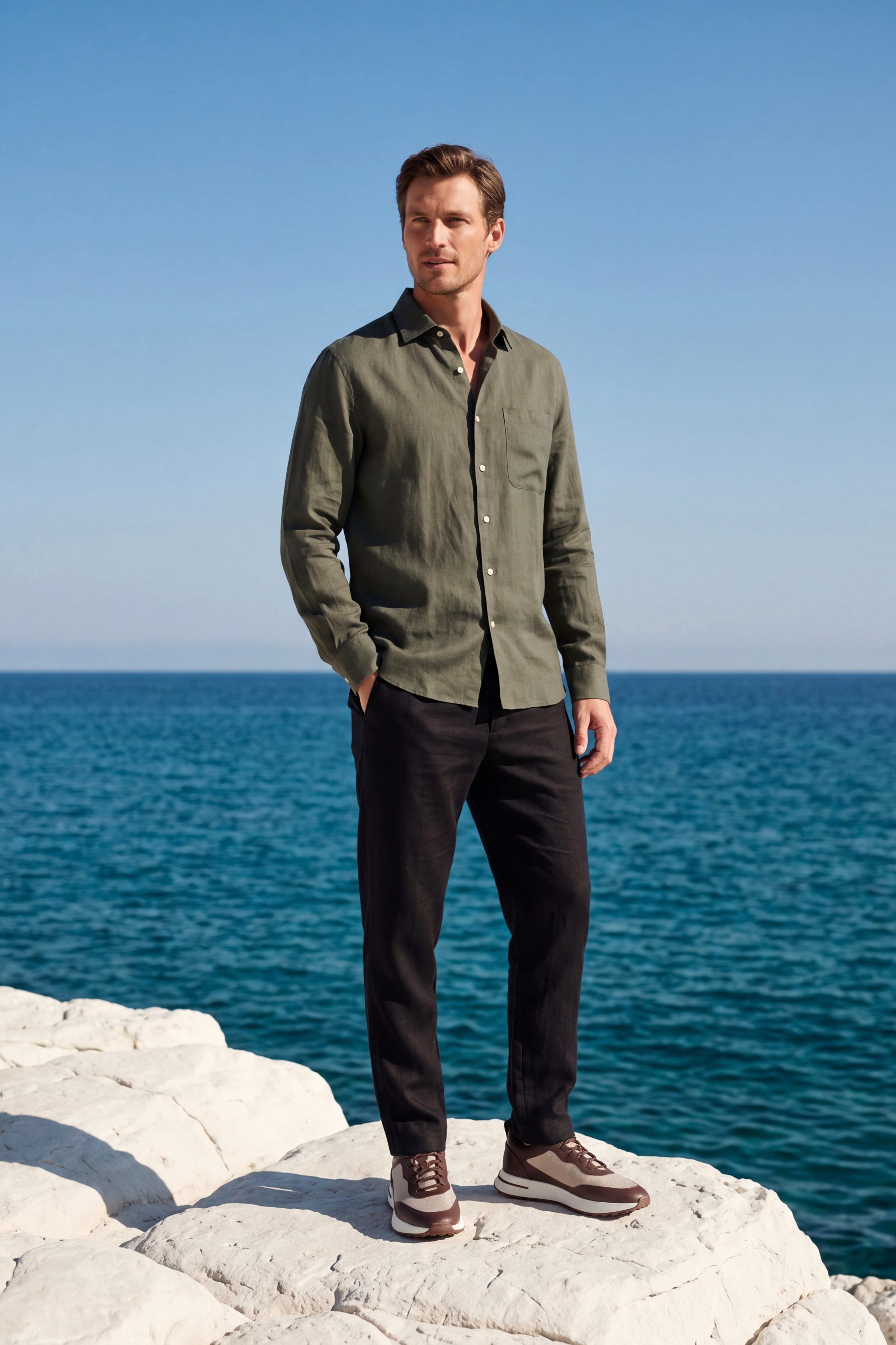 Positano Linen Shirt Olive