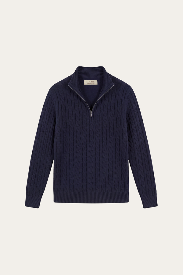 Lerano Cashmere Half-Zip Knit Navy