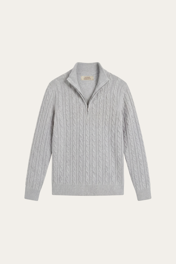 Lerano Cashmere Half-Zip Knit Grey