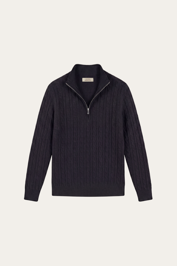 Lerano Cashmere Half-Zip Knit Black