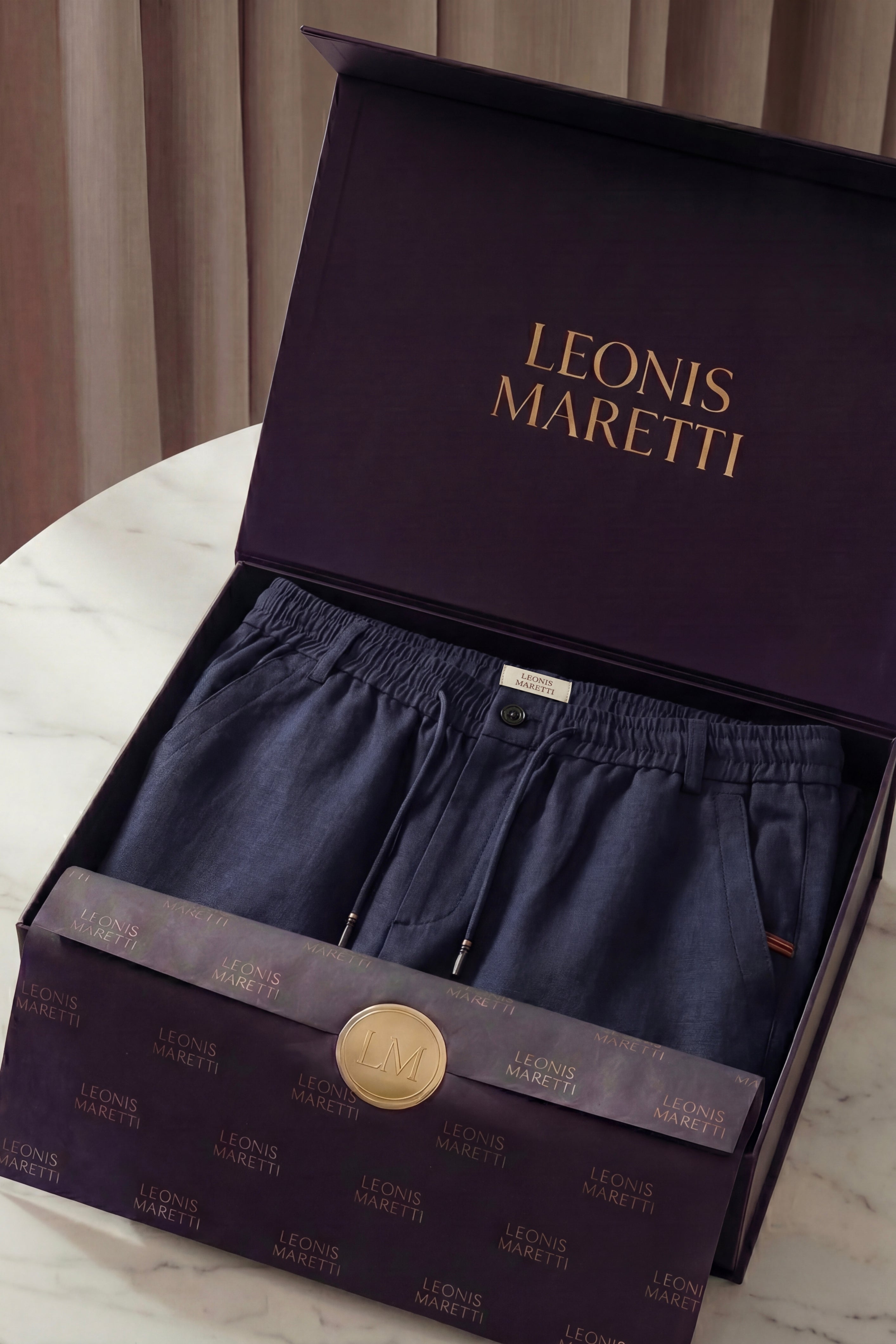 Monteria Stretch Linen Trouser Navy