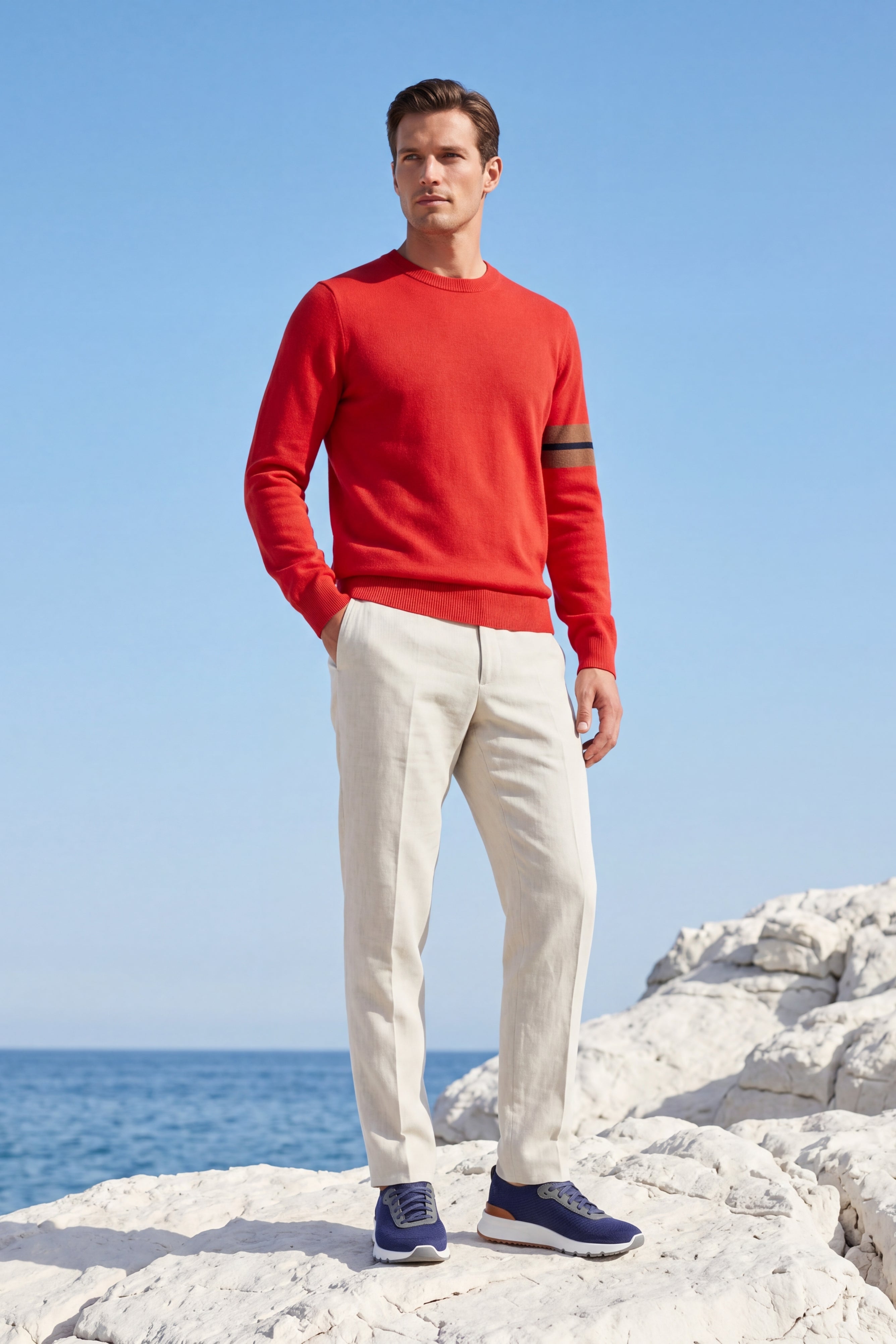 Valeno Cashmere Crewneck Sweater Red