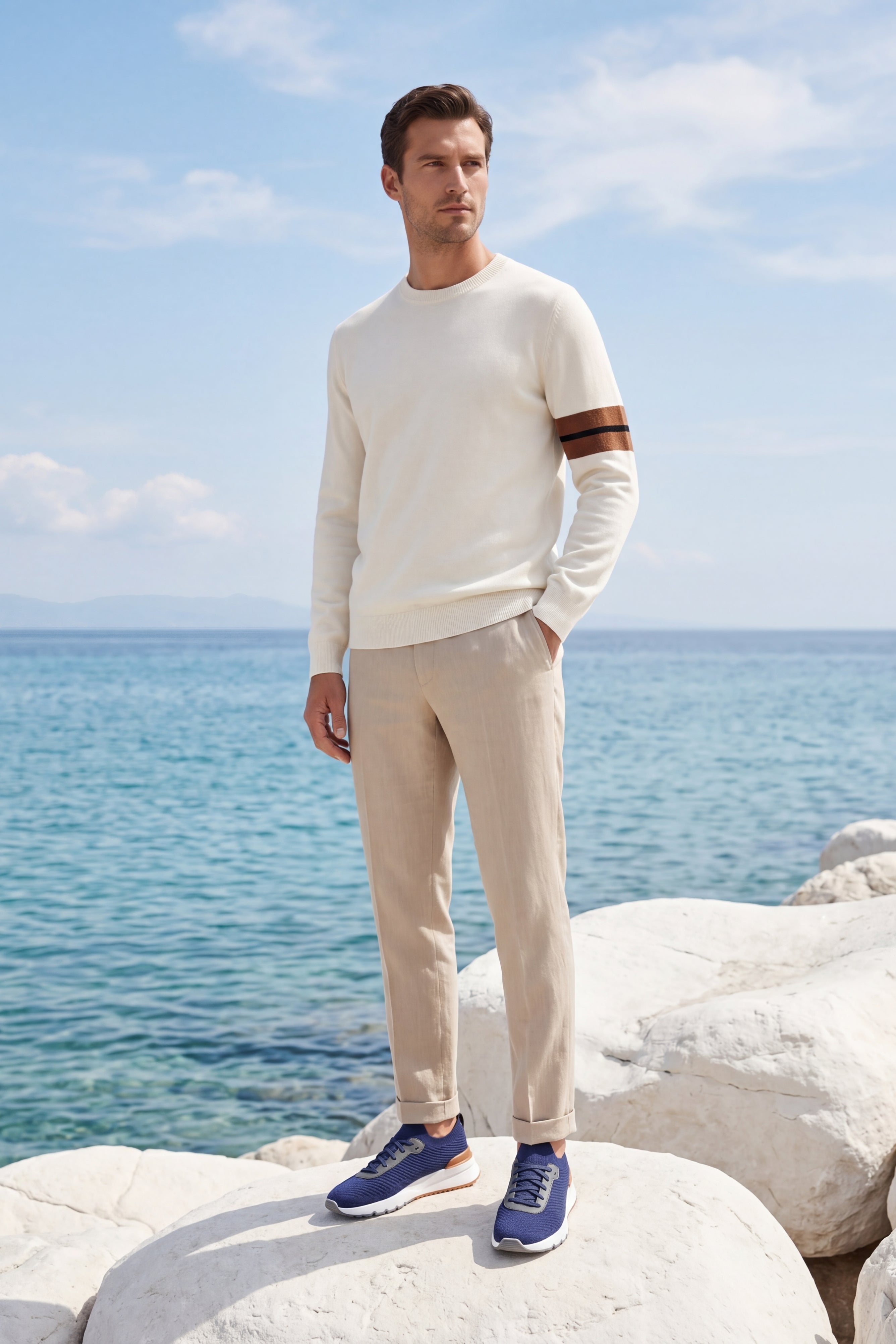 Valeno Cashmere Crewneck Sweater White