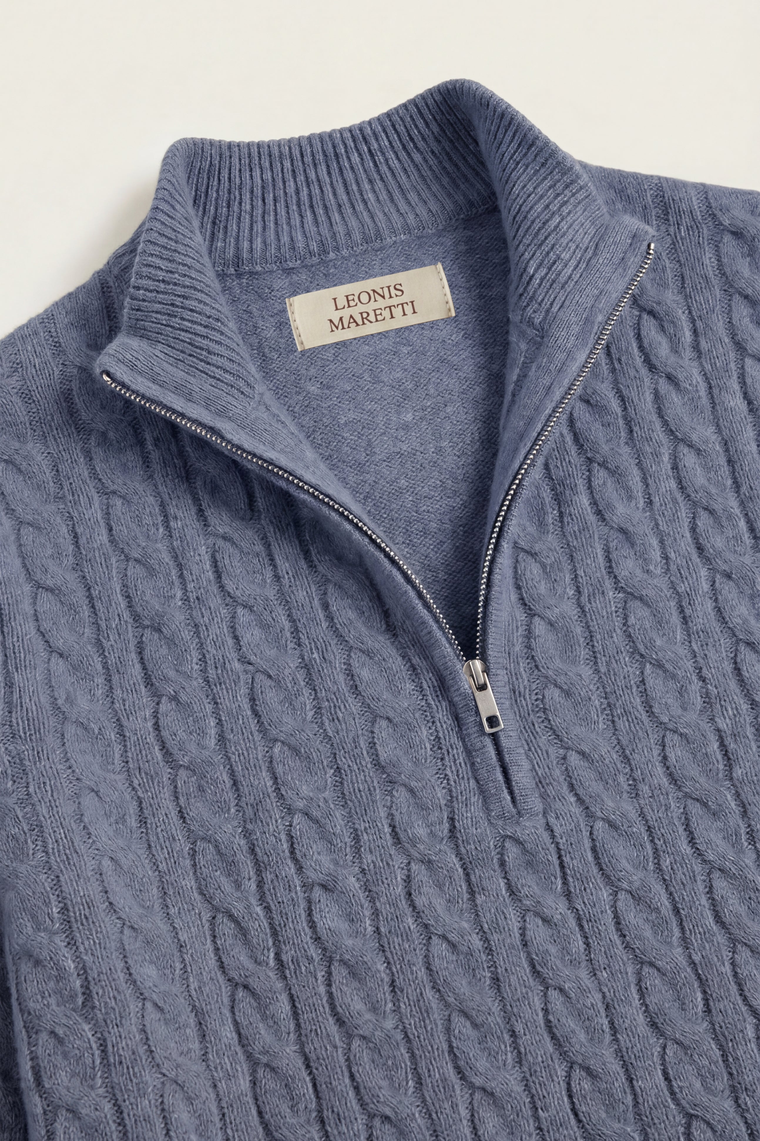Lerano Cashmere Half-Zip Knit Blue