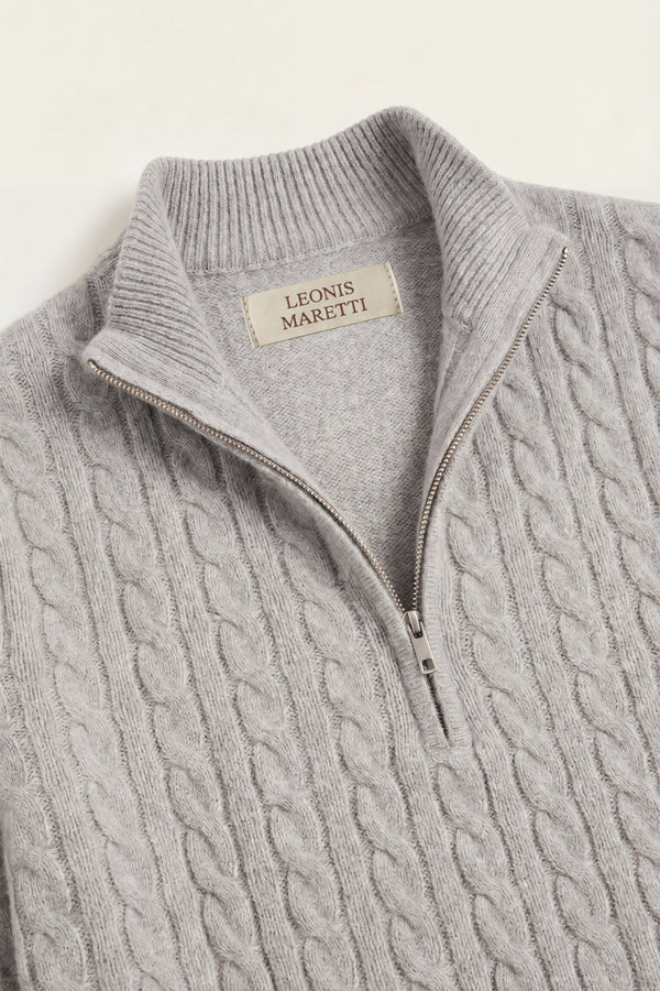 Lerano Cashmere Half-Zip Knit Grey