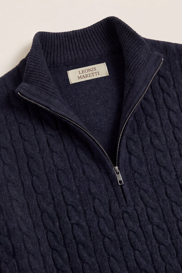 Lerano Cashmere Half-Zip Knit Navy