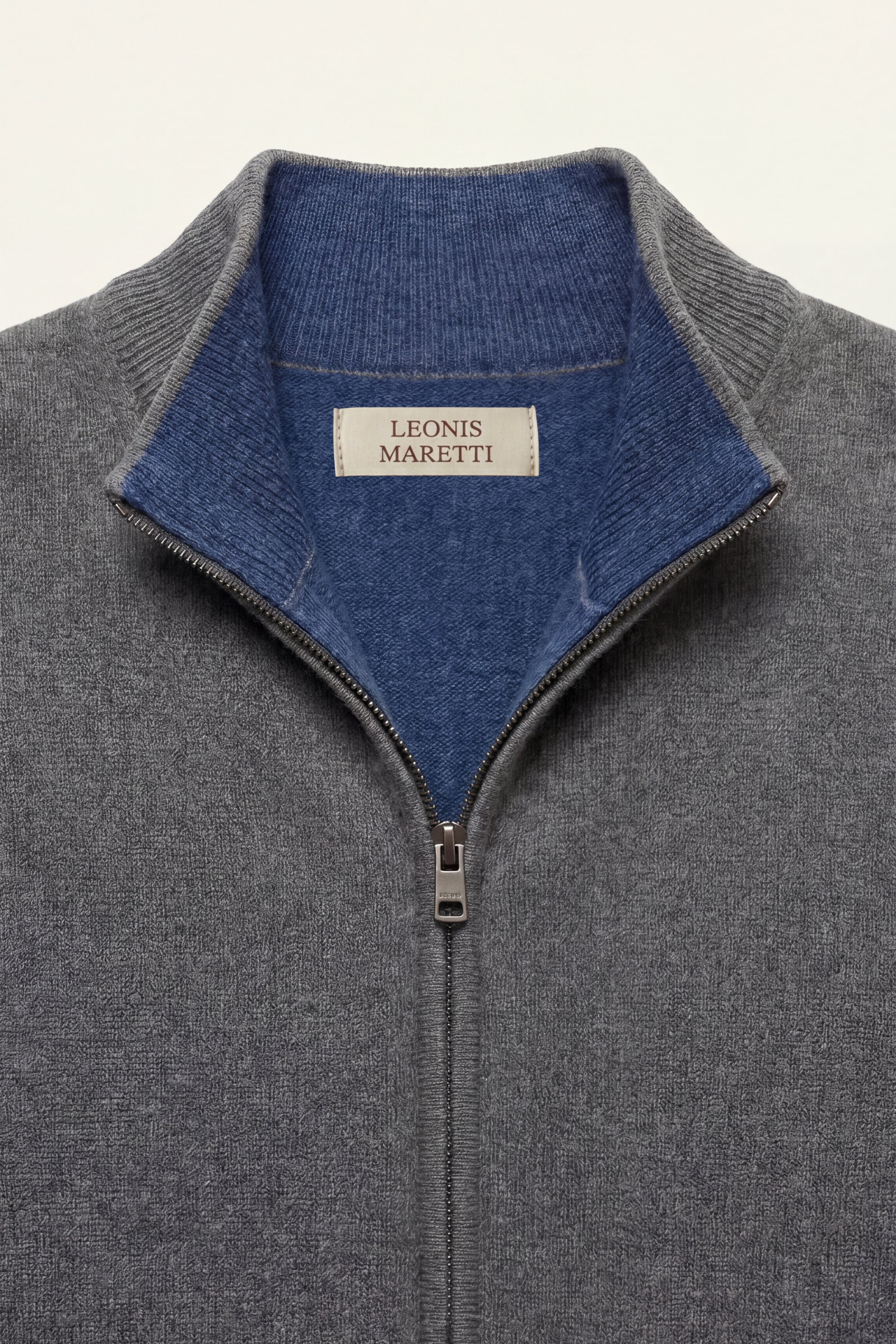 Marciello Reversible Cashmere Zip Knit Navy & Grey
