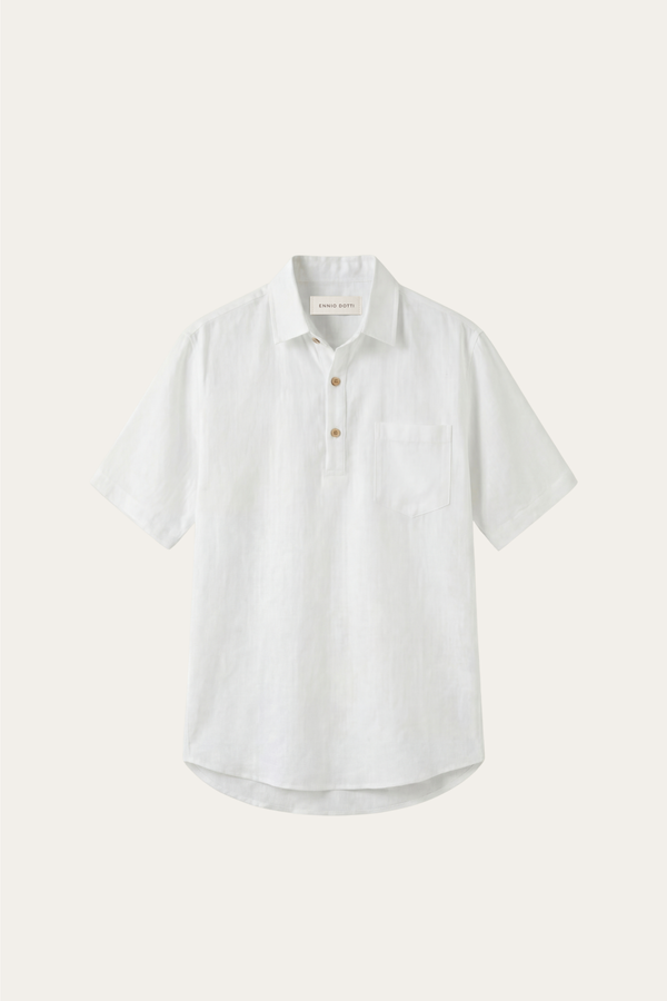 Monza Linen Polo Shirt White