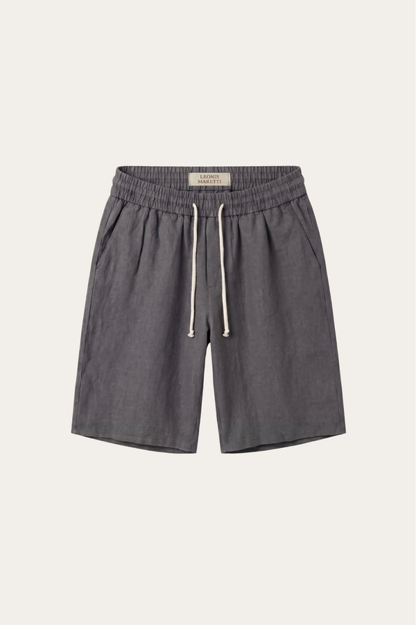 Lecce Linen Drawstring Shorts Dark Grey