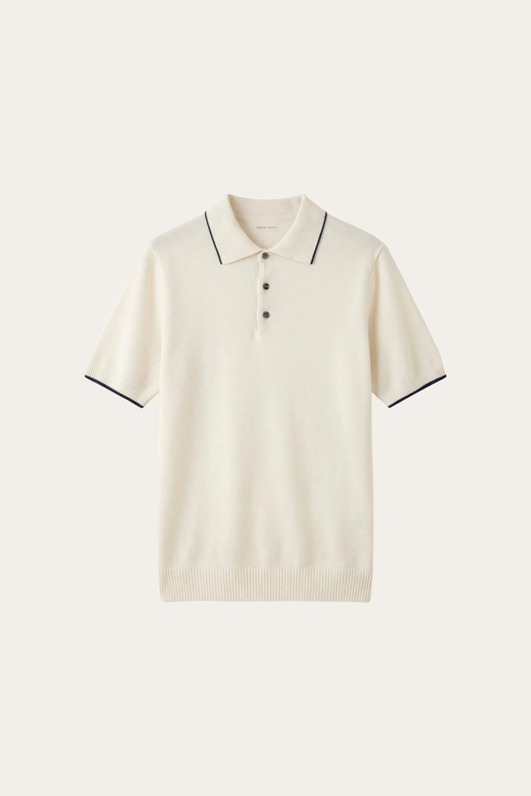 The Perinaldo Set — Morino Merino Knit Polo White (flat)