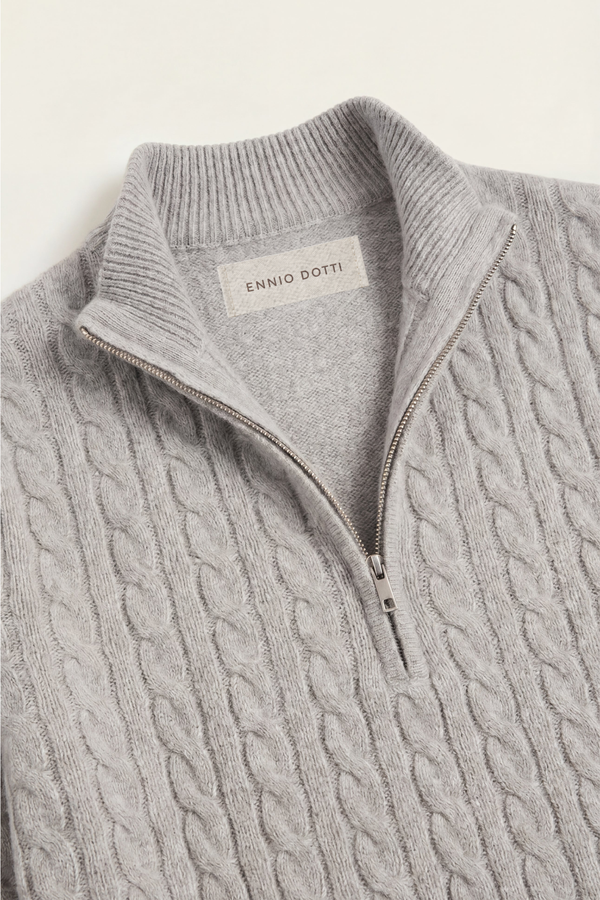Lerano Cashmere Half-Zip Knit Grey