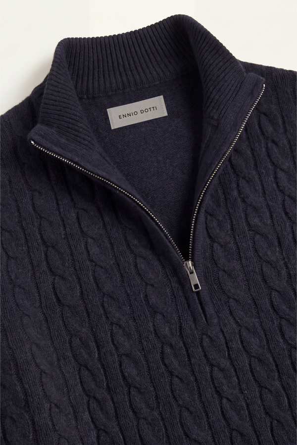 Lerano Cashmere Half-Zip Knit Black