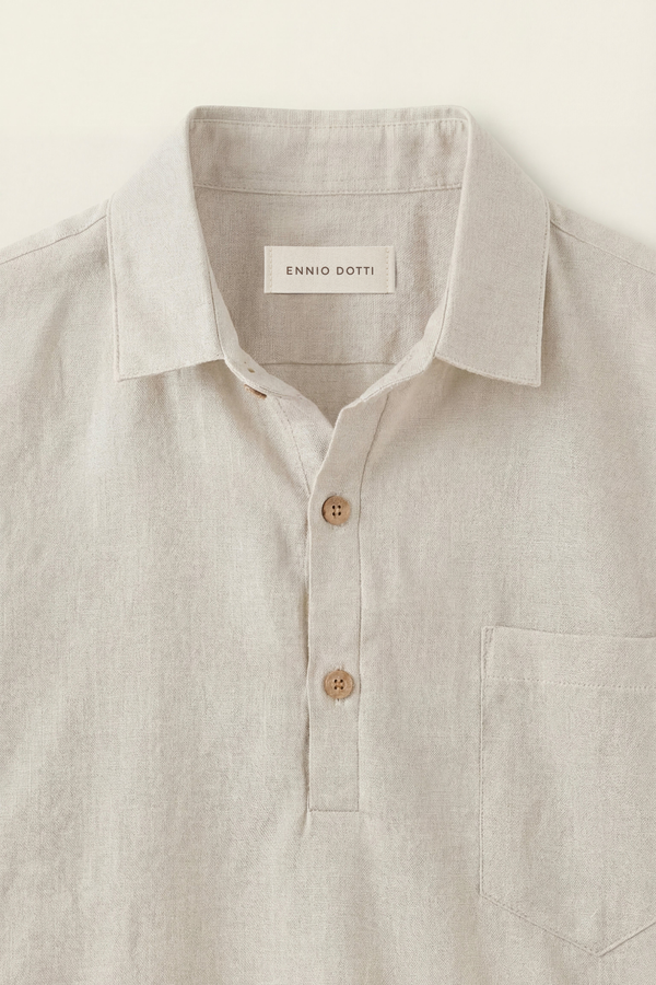 Monza Linen Polo Shirt Beige