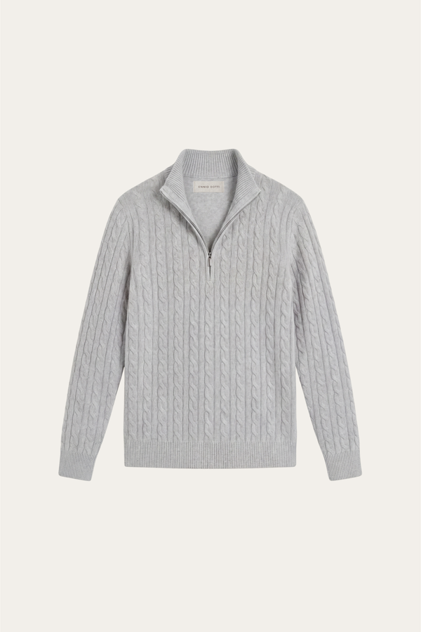 Lerano Cashmere Half-Zip Knit Grey