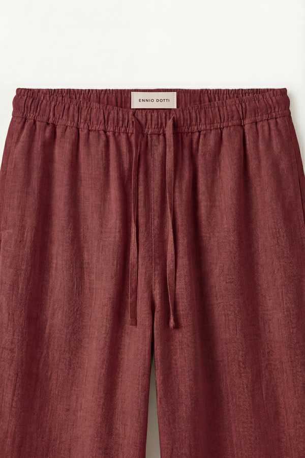 Catania Linen Pantalon Red