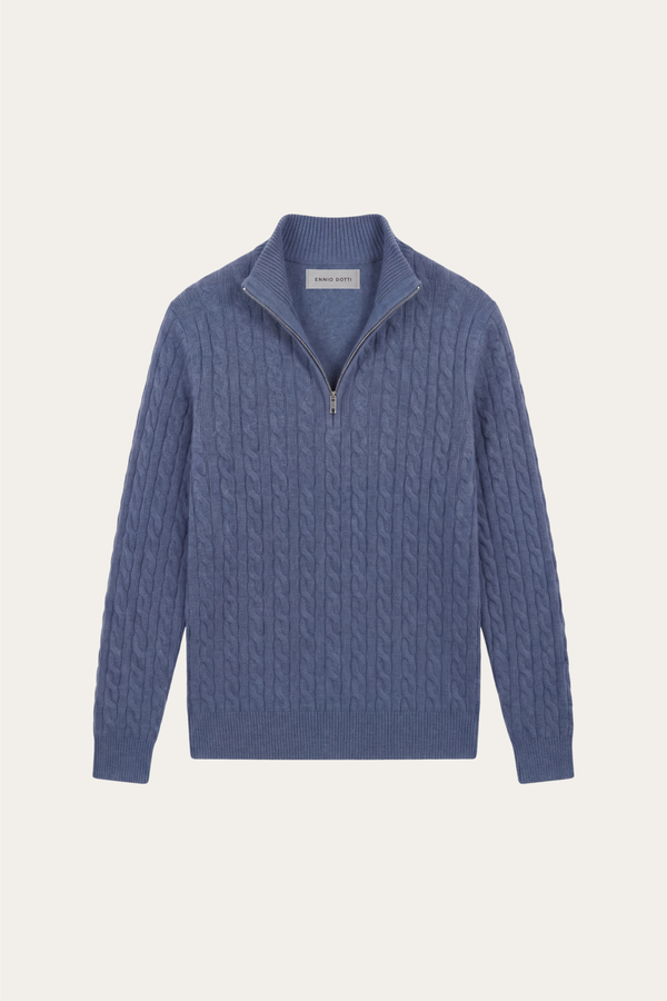 Lerano Cashmere Half-Zip Knit Blue
