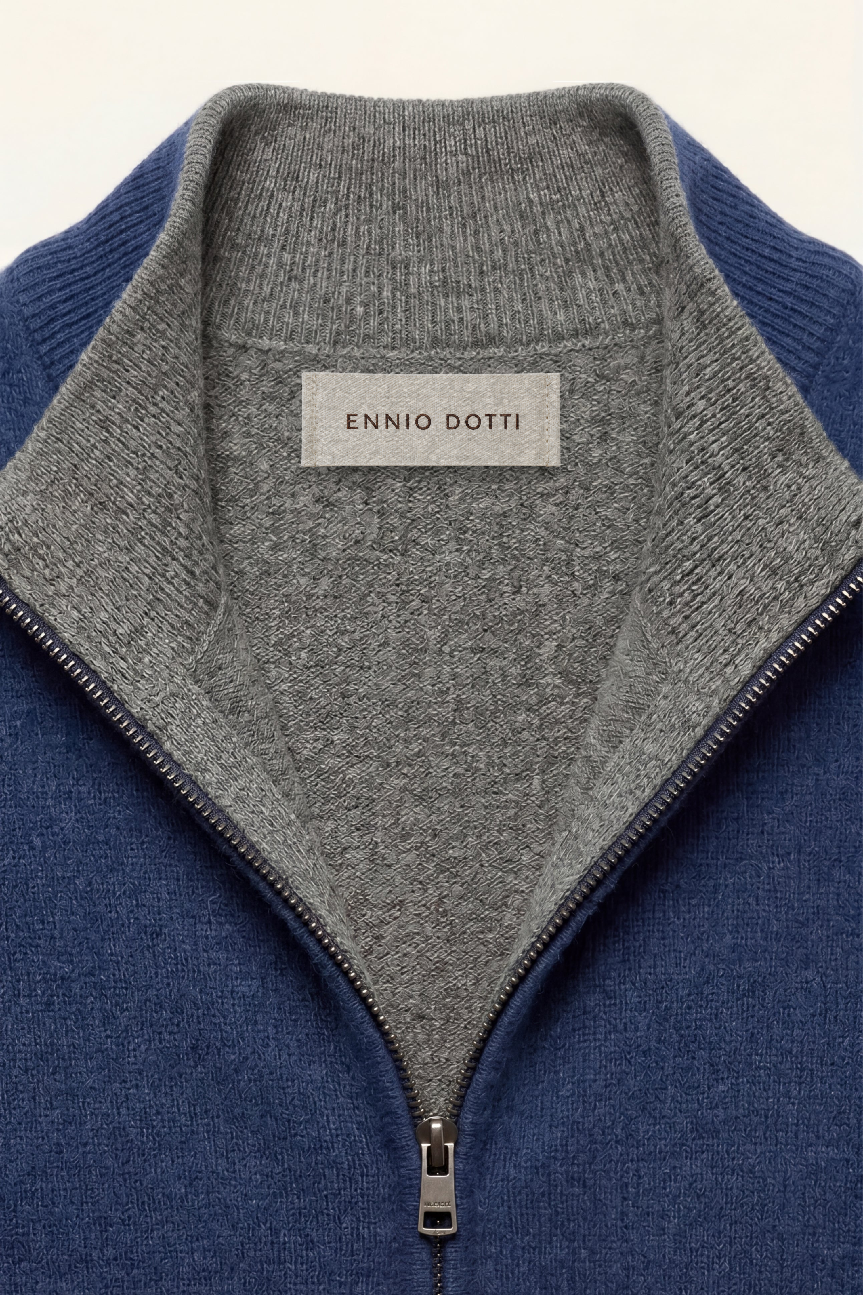 Marciello Reversible Cashmere Zip Knit Navy & Grey