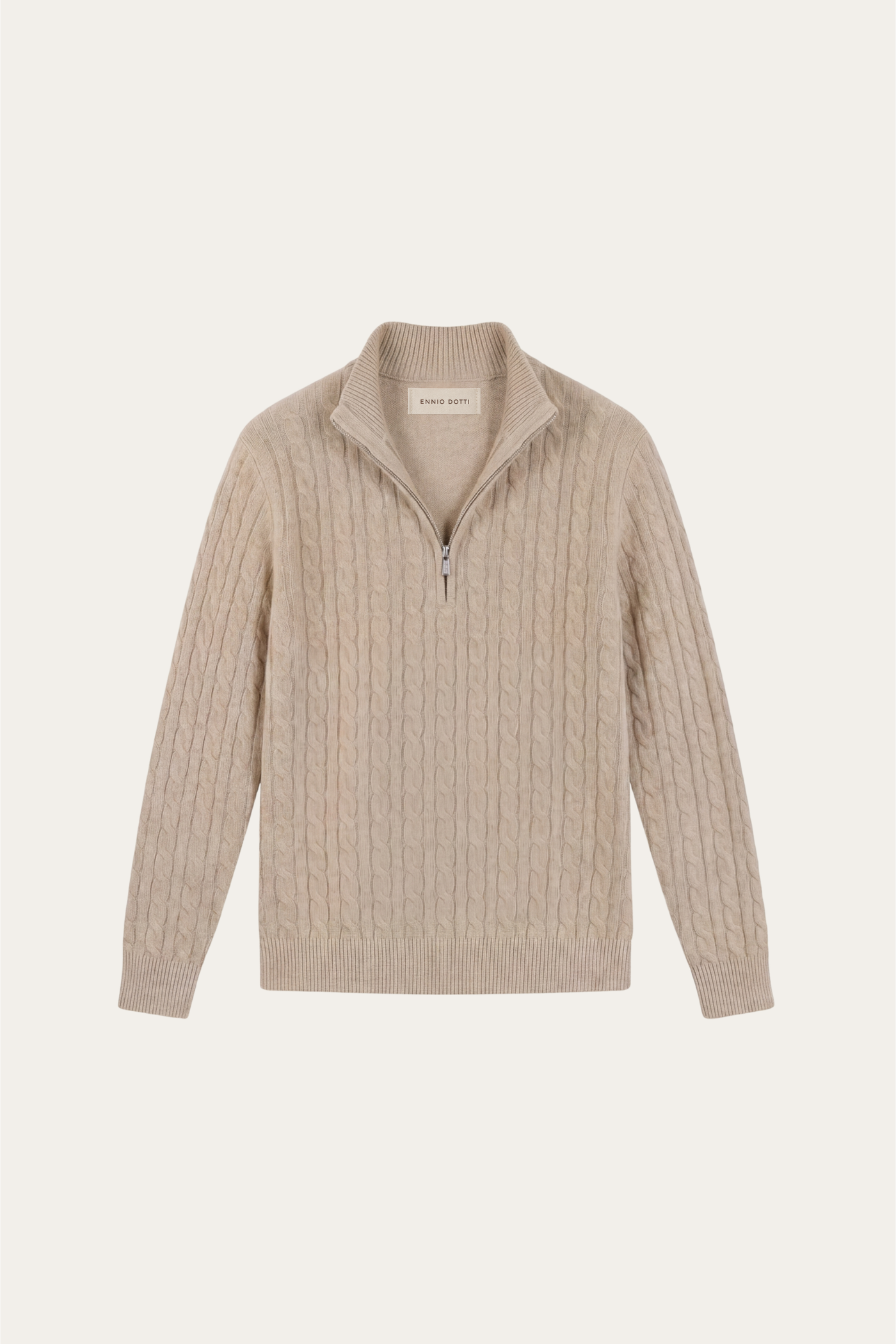 Lerano Cashmere Half-Zip Knit Beige